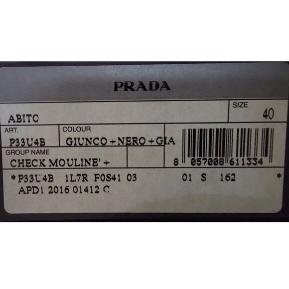 Prada Check Mouline & Velvet Sleeveless Dress, Black/Brown Womens Size 40 / 4 US - Picture 5 of 7